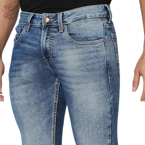 Spykar Men's Super Skinny Fit Low-Rise Casual Jeans Mid Blue - Image 3