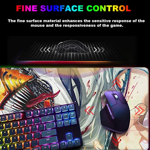 sabermaster RGB Anime Mouse Pad, Water Resist Keyboard Pad,Mouse Pads with Non-Slip Rubber Base,Office Computer Key Board Mousepad Computer Keyboard Mousepads Mat 800 x 300mm / 31.5×11.8 inches (4) - Image 3