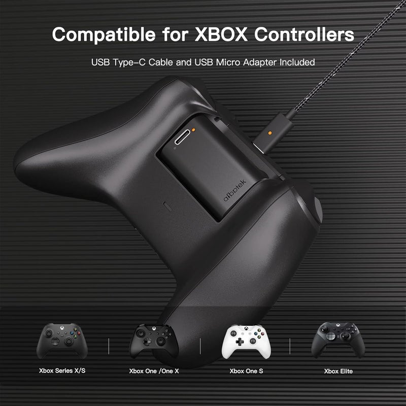   أ ف ب ص تك حزمة بطارية قابلة لإعادة الشحن من ، 2 قطعة، إكسسوارات تحكم ألعاب Xbox Series X/S مع شاحن سريع وكابل شحن USB-C بطول 10 قدم، متوافق مع تحكم Xbox one/s/x/Elite. - Image 2