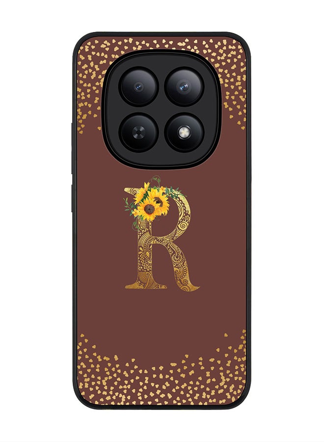 For Xiaomi Redmi Note 15 5G / Poco M8 Case,Slim fit Camera Protection, Shockproof Thin Phone cover  - Custom Floral Monogram - R  (Brown )