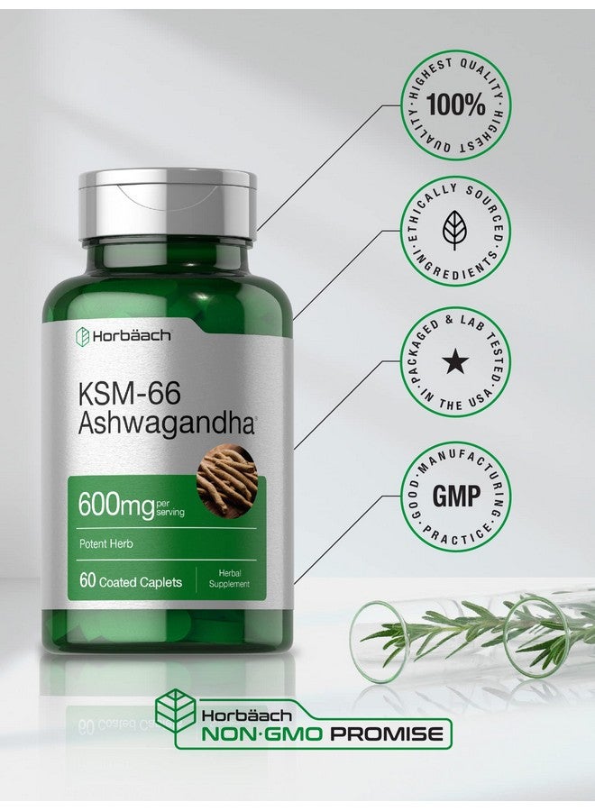 Horbäach Horbaach KSM-66 Ashwagandha 600mg | with L-Theanine | 60 Coated Caplets | Vegan, Non-GMO, Gluten Free Complex Supplement - Image 5