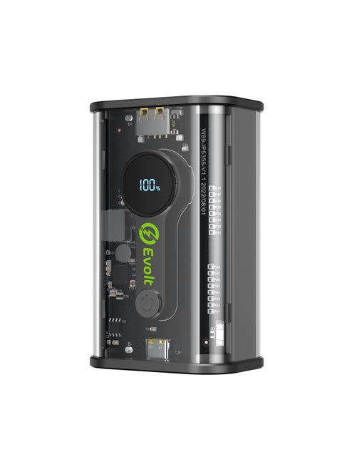 PB-200 10,000 MAH Transparent Powerbank with Type-C (PD) & USB-A outputs for fast charging & Digital Battery Display