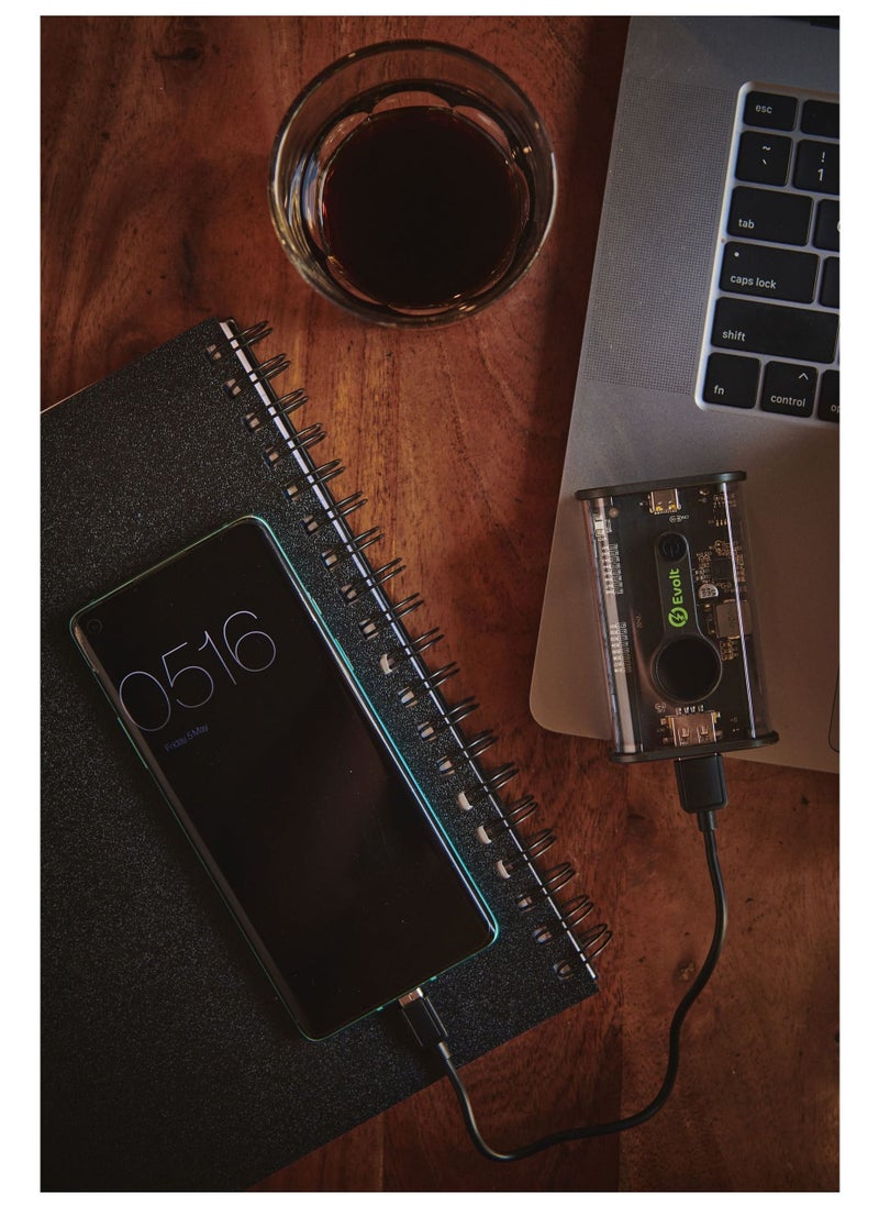 Evolt - PB-200 10,000 MAH Transparent Powerbank with Type-C (PD) & USB-A outputs for fast charging & Digital Battery Display - Image 1