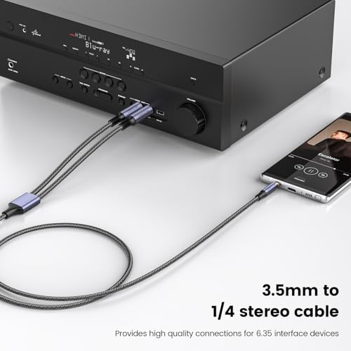 MOSWAG 3.5mm 1/8" TRS to 2 x 6.35mm 1/4" TS Mono Y Cable 3.28FT/1Meter Splitter Cable Compatible with Phone,iPod,Laptop,CD Players,Power Amplifier,Mixer,Home Stereo Systems - Image 3