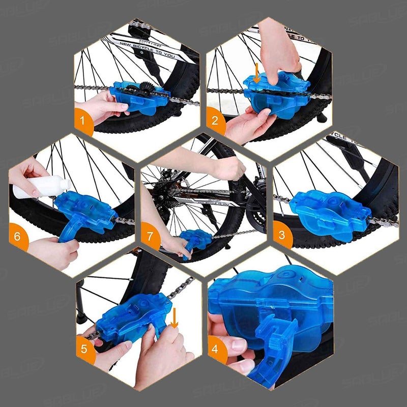 SABLUE Bike Chain Scrubber Brush Gear Cleaner Bicycle Clean Tool Set Bike Maintenance Care Accessories for Road Mountain Cycling MTB Bikes - Image 3