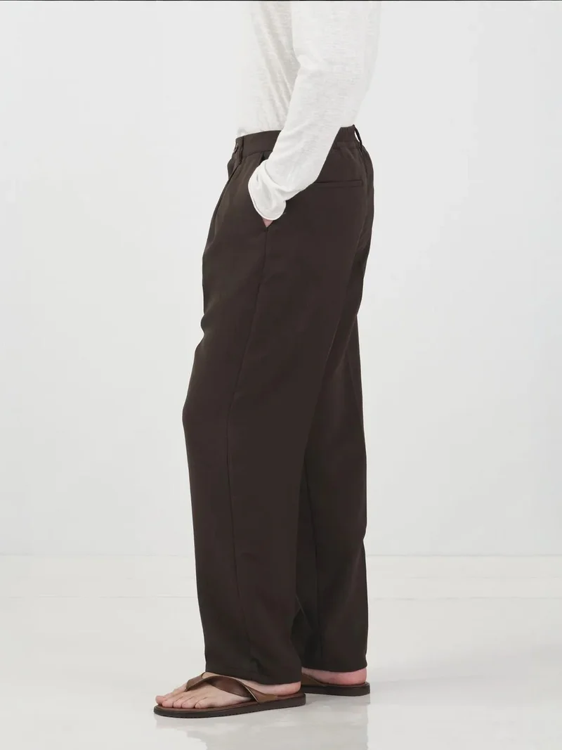 Giesto Coffee Brown GIESTO Mid Waist Pleated Tailored Trousers for Men | Best Price UAE