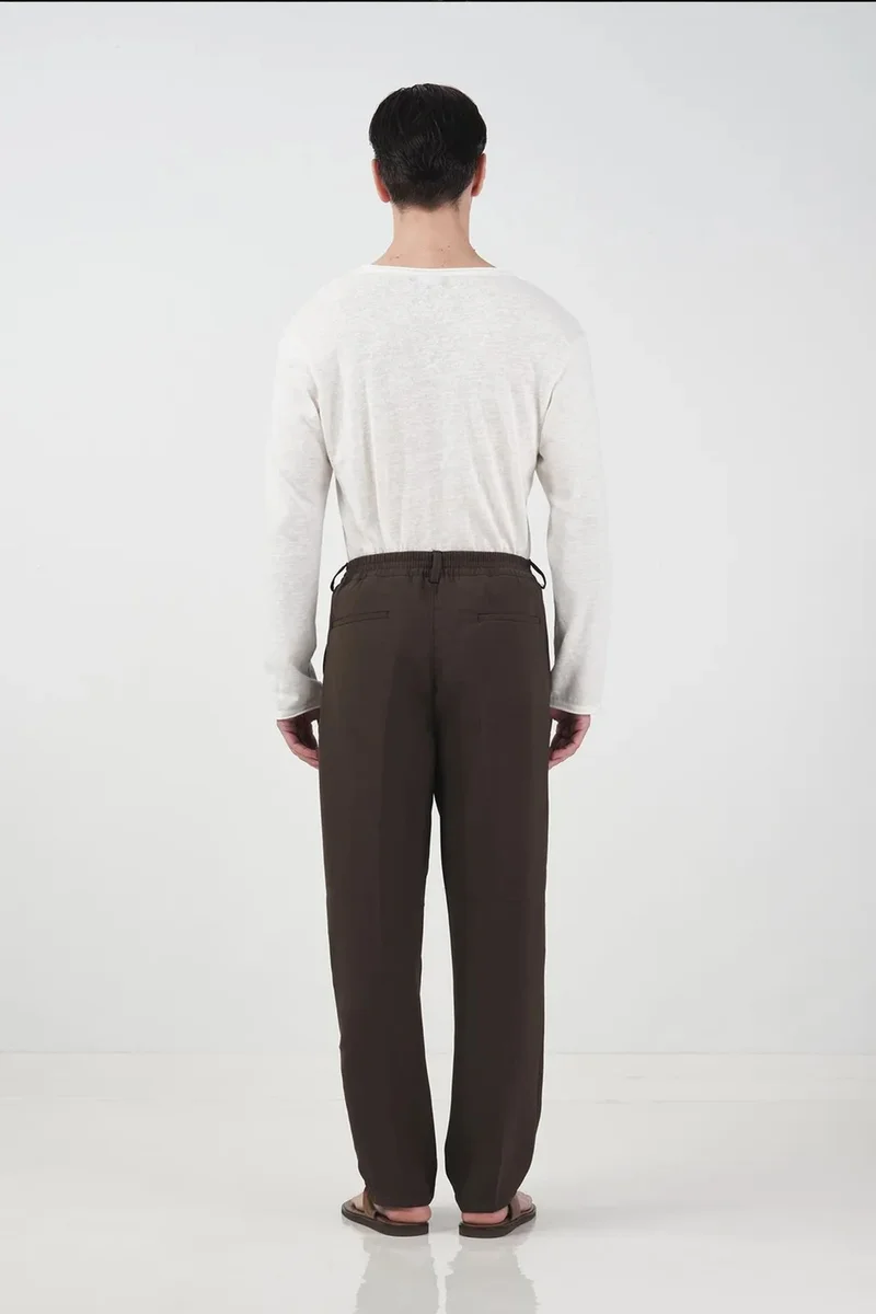Giesto Coffee Brown GIESTO Mid Waist Pleated Tailored Trousers for Men | Best Price UAE