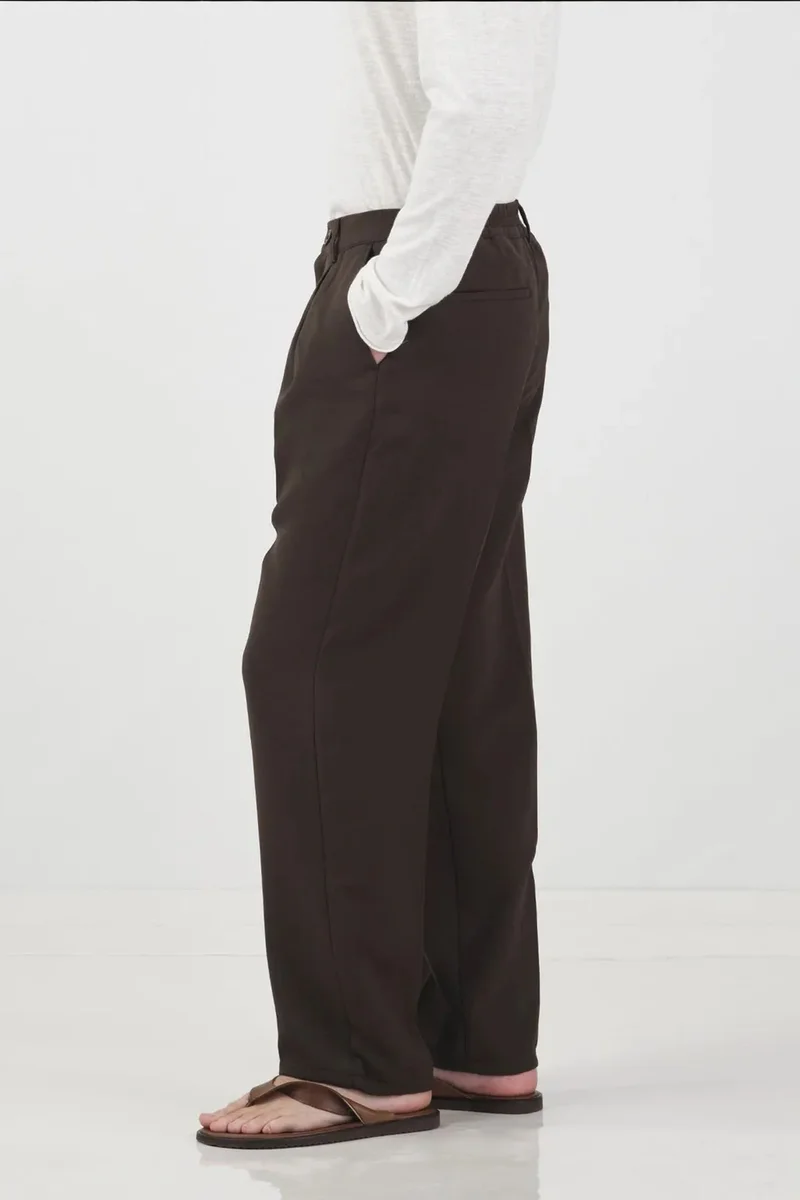 Giesto Coffee Brown GIESTO Mid Waist Pleated Tailored Trousers for Men | Best Price UAE