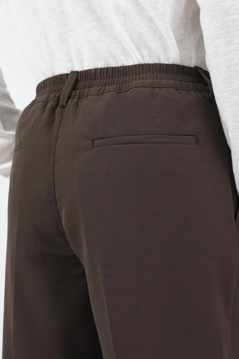 Giesto Coffee Brown GIESTO Mid Waist Pleated Tailored Trousers for Men | Best Price UAE