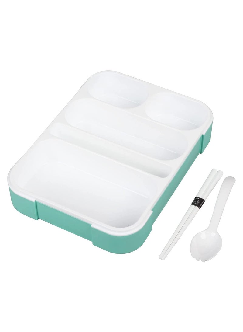Bento Lunch Box with Cutlery and 5 Compartments, Suitable for Microwave and Dishwasher, Green 800ml  - Image 2