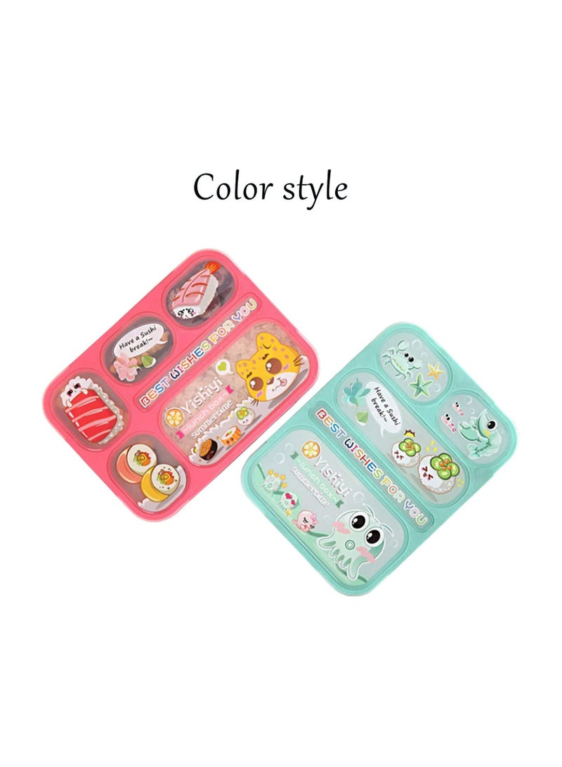 Bento Lunch Box with Cutlery and 5 Compartments, Suitable for Microwave and Dishwasher, Green 800ml  - Image 4