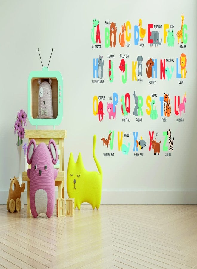 Decals Creation ملصقات جدارية للأطفال بتصميم حيوانات كرتونية مع حروف الأبجدية الإنجليزية ABCD (متعددة الألوان، الحجم - 100 سم × 110 سم) - Image 3
