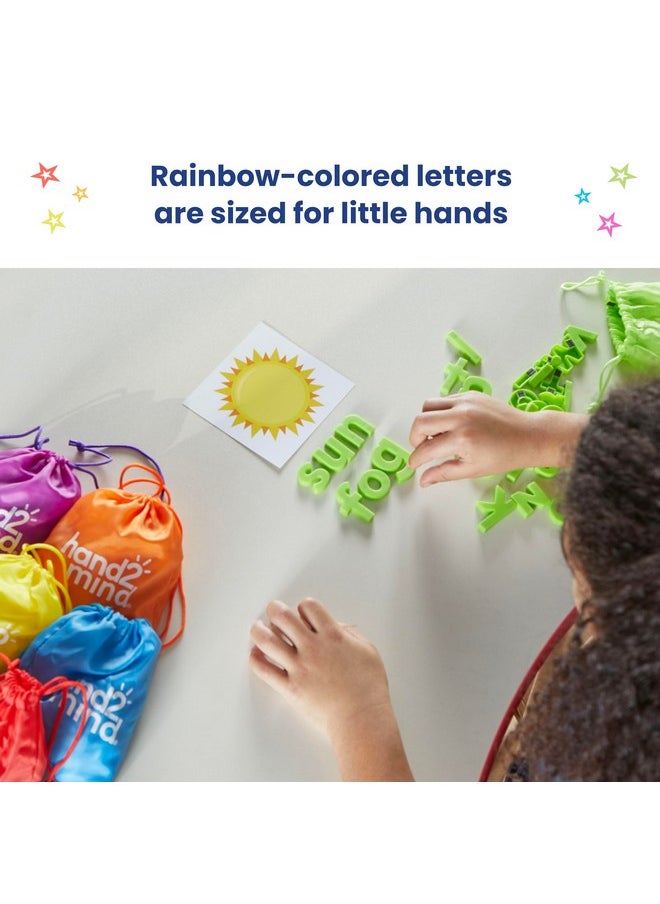 hand2mind hand2mind Rainbow Lowercase Magnetic Letters, Plastic Magnetic Letters for Classroom, Alphabet Letters for Kids, Letter Recognition for Kindergarten, Word Building Letter Magnets for Kids (Set of 6)  - Image 3