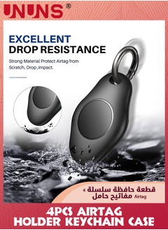 UNUNS 4 Pack Waterproof Airtag Holder Keychain Case,Screw Full Cover Protective Air Tag Compatible For Apple AirTag Key Ring,Shockproof Protective Cover Case Scratch Resistant For Pets Keys,Black  - Image 3