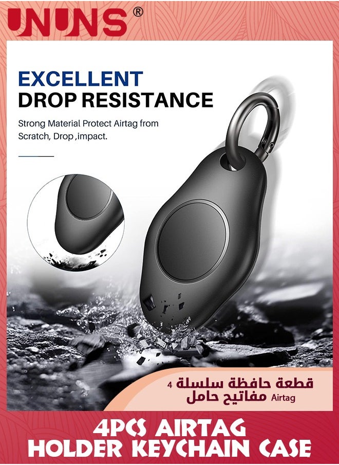UNUNS 4 Pack Waterproof Airtag Holder Keychain Case,Screw Full Cover Protective Air Tag Compatible For Apple AirTag Key Ring,Shockproof Protective Cover Case Scratch Resistant For Pets Keys,Black  - Image 3
