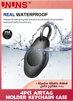 UNUNS 4 Pack Waterproof Airtag Holder Keychain Case,Screw Full Cover Protective Air Tag Compatible For Apple AirTag Key Ring,Shockproof Protective Cover Case Scratch Resistant For Pets Keys,Black  - Image 2