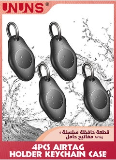 UNUNS 4 Pack Waterproof Airtag Holder Keychain Case,Screw Full Cover Protective Air Tag Compatible For Apple AirTag Key Ring,Shockproof Protective Cover Case Scratch Resistant For Pets Keys,Black  - Image 1