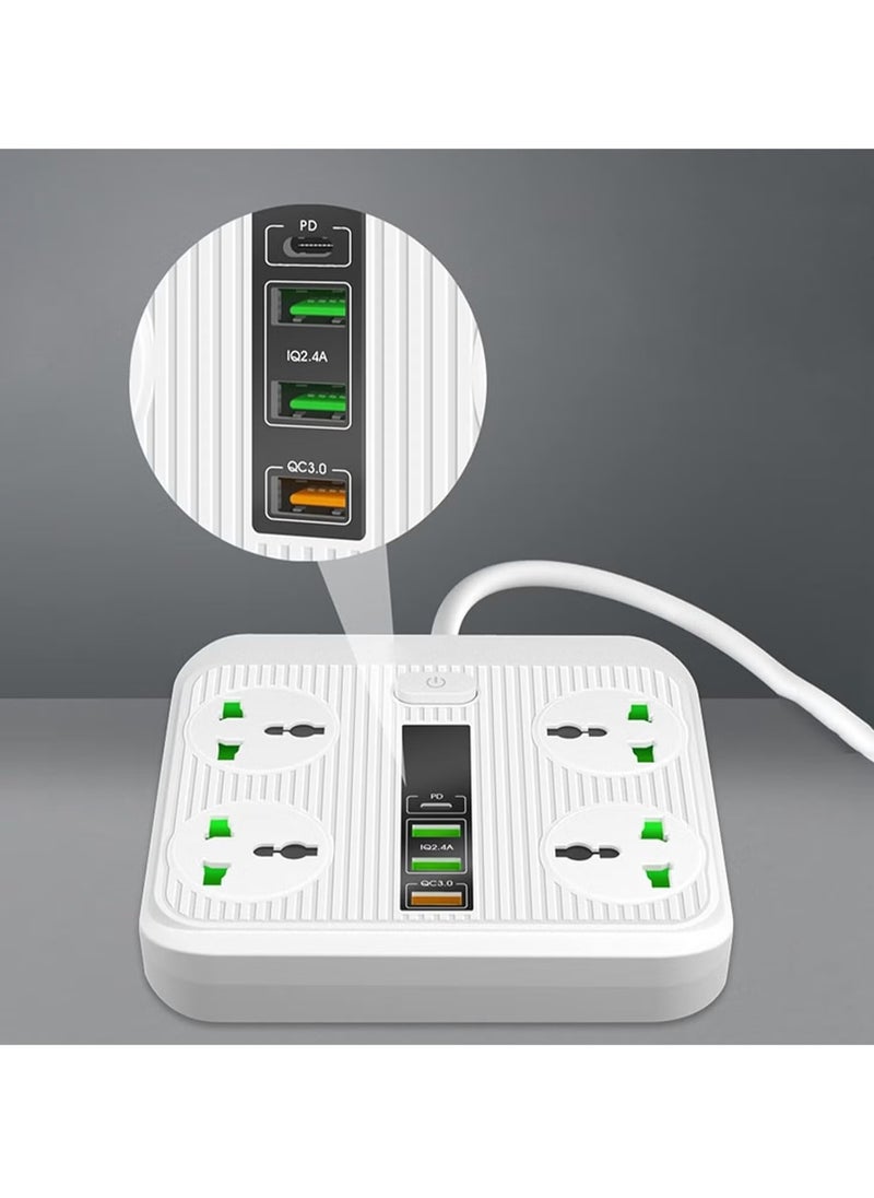 TIGER 2025 Power Strip Surge Protector, 4 Outlets, 3 USB Ports, 1 USB-C PD 40W QC3.0, 3000W, 6 Ft Extension Cord for Home, Office, Hotel, Smartphones & Tablets – Black  - Image 3