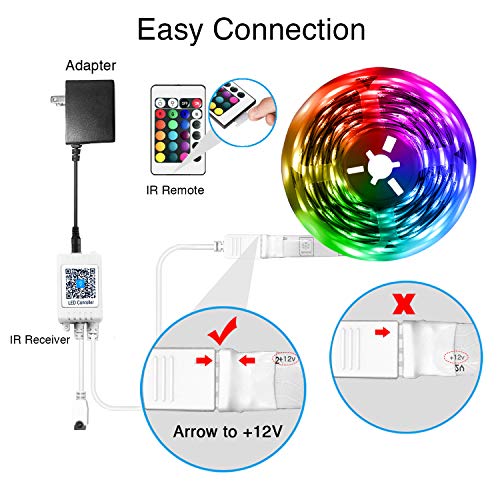 DAYBETTER LED Strip Lights 100ft RGB Lights Strip for Bedroom, Desk, Indoor Room Living Room Brithday Gifts Home Decor with Remote, 24V Power Supply - Image 5