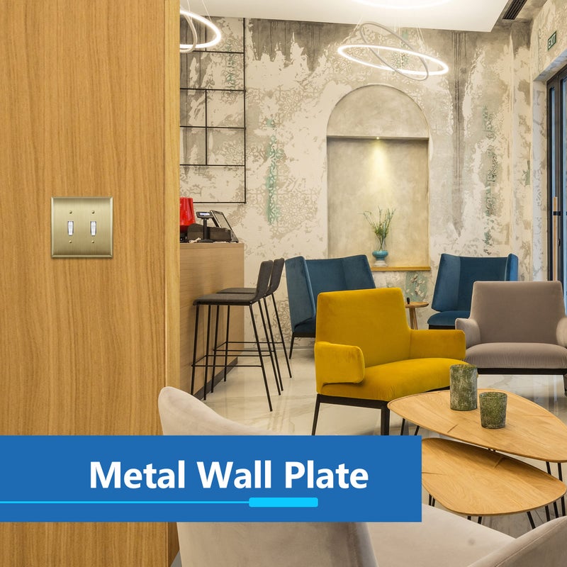 LIDER Toggle Light Switch Metal Wall Plate, Stainless Steel Switch Cover, Corrosion Resistant, Mid-Size 2-Gang 4.88" x 4.92", 201 Stainless Steel, LMWP-12M-BB, Brushed Brass - Image 2