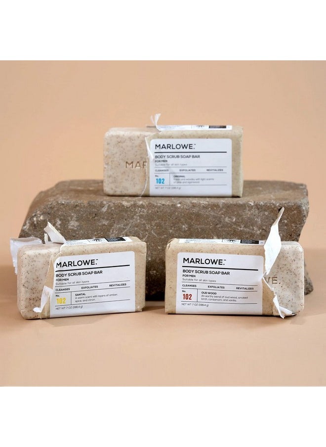 MARLOWE. M BLEND Marlowe. No. 102 Men'S Body Scrub Soap 7Oz (Variety Trio) ; Best Exfoliating Bar For Men ; Made W/Natural Ingredients ; Green Tea Extract ; Features 3 Amazing Scents  - Image 5