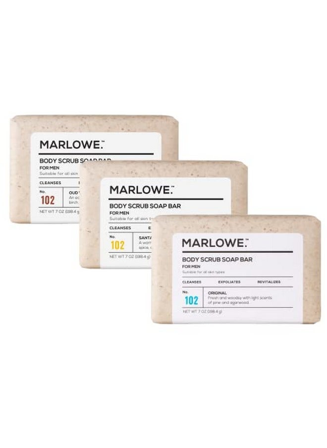 MARLOWE. M BLEND Marlowe. No. 102 Men'S Body Scrub Soap 7Oz (Variety Trio) ; Best Exfoliating Bar For Men ; Made W/Natural Ingredients ; Green Tea Extract ; Features 3 Amazing Scents  - Image 1