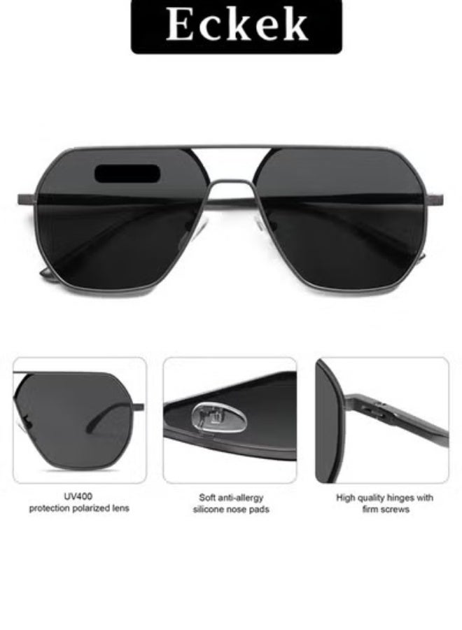 Eckek Polarized  Aviator Sunglasses for Men Women Shades Magnesiu Aluminum Alloy Metal Frame Men's Sun Glasses UV400 Protection for Drive Fishing Travel Sunglasses Black - Image 5