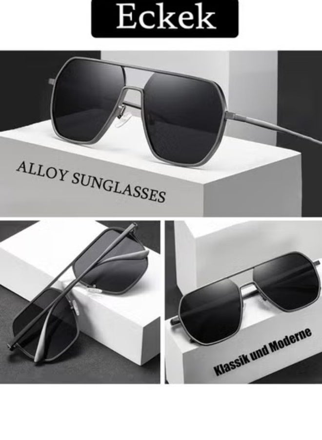 Eckek Polarized  Aviator Sunglasses for Men Women Shades Magnesiu Aluminum Alloy Metal Frame Men's Sun Glasses UV400 Protection for Drive Fishing Travel Sunglasses Black - Image 2