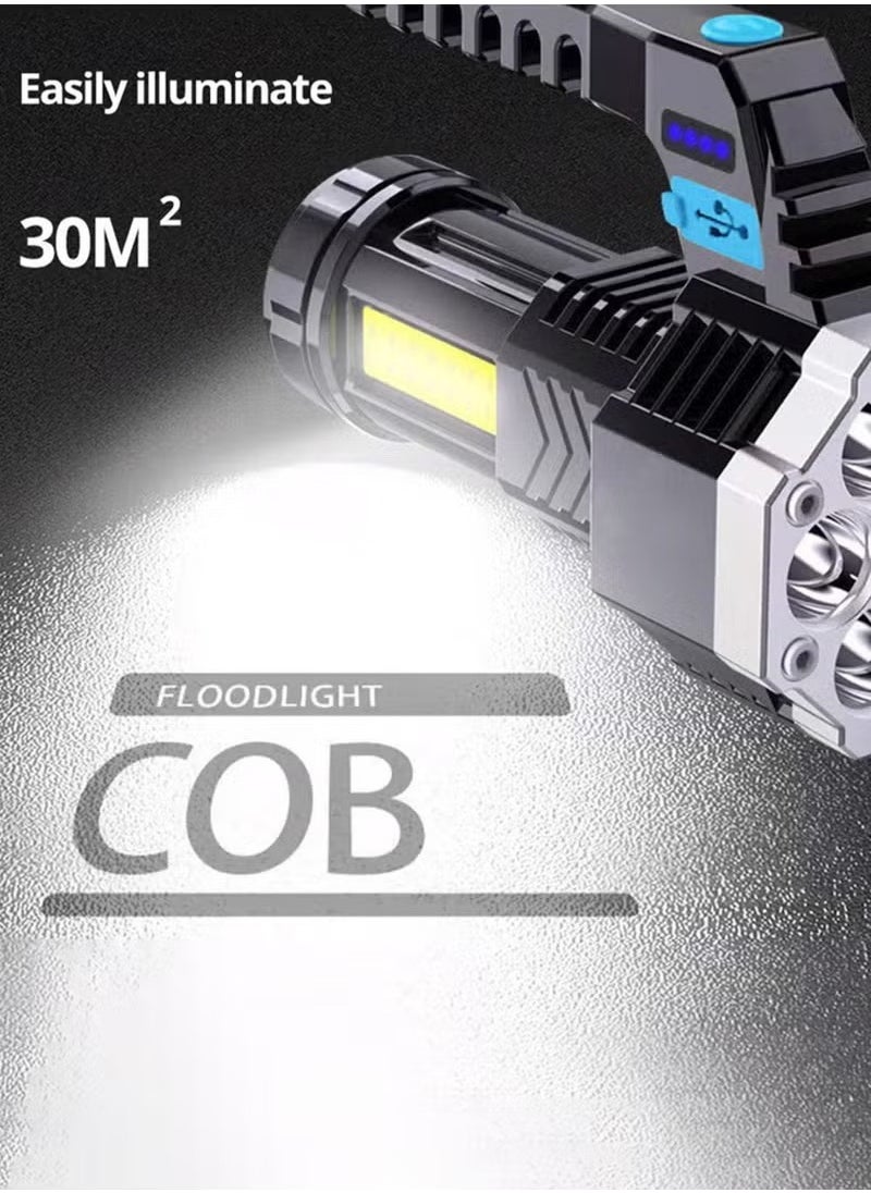 Happy Light - Rechargeable LED Flashlight with Cob Side Light Super Bright Flashlight Battery Powerd Waterproof Handheld Flashlights - Image 1