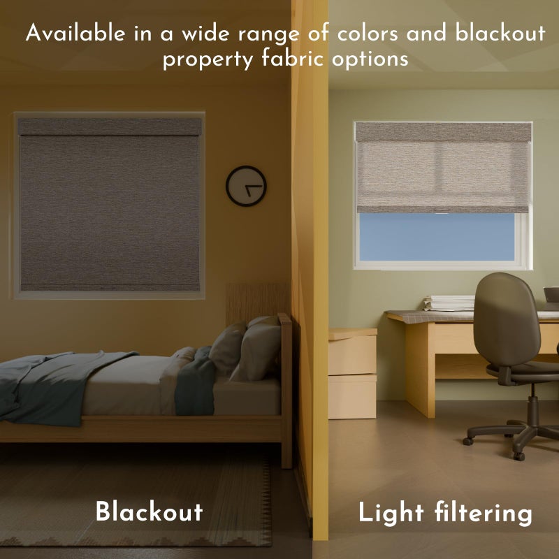 Persilux Blackout Roller Shades for Window Blinds,Cordless,Linen Fabric,Thermal Insulated Fabric UV Protection Shades for Home,Office,Bedroom,Door,Blackout-Light Brown,22 1/2" W X 72" H - Image 5