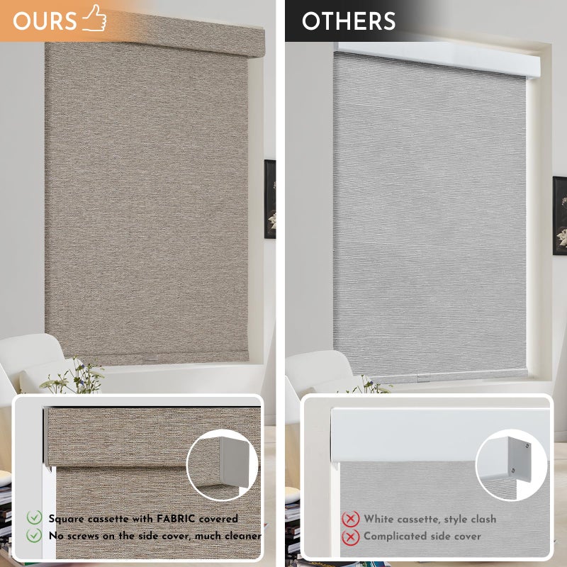 Persilux Blackout Roller Shades for Window Blinds,Cordless,Linen Fabric,Thermal Insulated Fabric UV Protection Shades for Home,Office,Bedroom,Door,Blackout-Light Brown,22 1/2" W X 72" H - Image 4