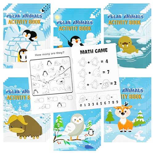 Dvbonike 24Pcs Polar Animals Activity Books for Kids Bulk Winter Mini Fun Games Coloring Book Party Favors Penguin Goodie Bags Stuffers for Christmas Birthday Classroom School Rewards Supplies - Image 1