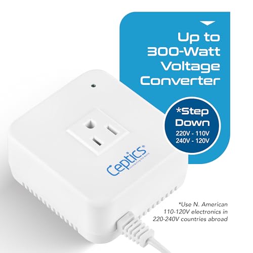 Ceptics 300W Step Down Converter 220 to 110v, Converts Voltage 220V/240V to 110V/120V, Use USA/Canada Appliances in India, Perfect for Hair Straighteners, Laptops, and Chargers, CE Certified - Image 2