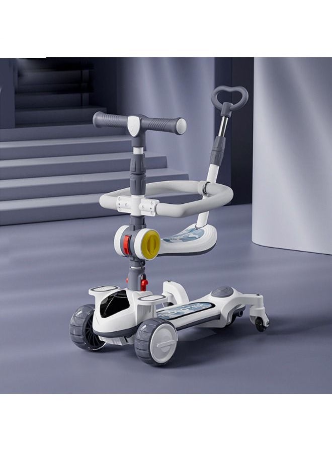 Beauenty - 3 in 1 Scooter for Kids Adjustable Height Handlebars and Removable Seat with Push Handle Anti-Slip Deck Flashing Wheel Lights for Kids 2-12 Year Old - Image 1