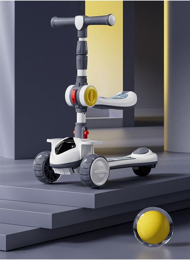Beauenty - 3 in 1 Scooter for Kids Adjustable Height Handlebars and Removable Seat with Push Handle Anti-Slip Deck Flashing Wheel Lights for Kids 2-12 Year Old - Image 1
