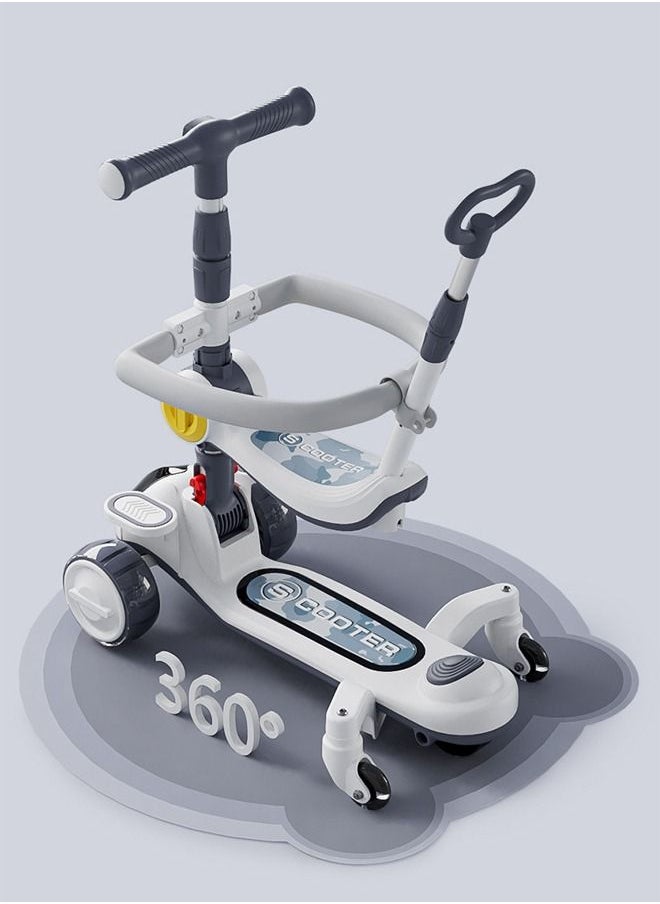 Beauenty - 3 in 1 Scooter for Kids Adjustable Height Handlebars and Removable Seat with Push Handle Anti-Slip Deck Flashing Wheel Lights for Kids 2-12 Year Old - Image 1