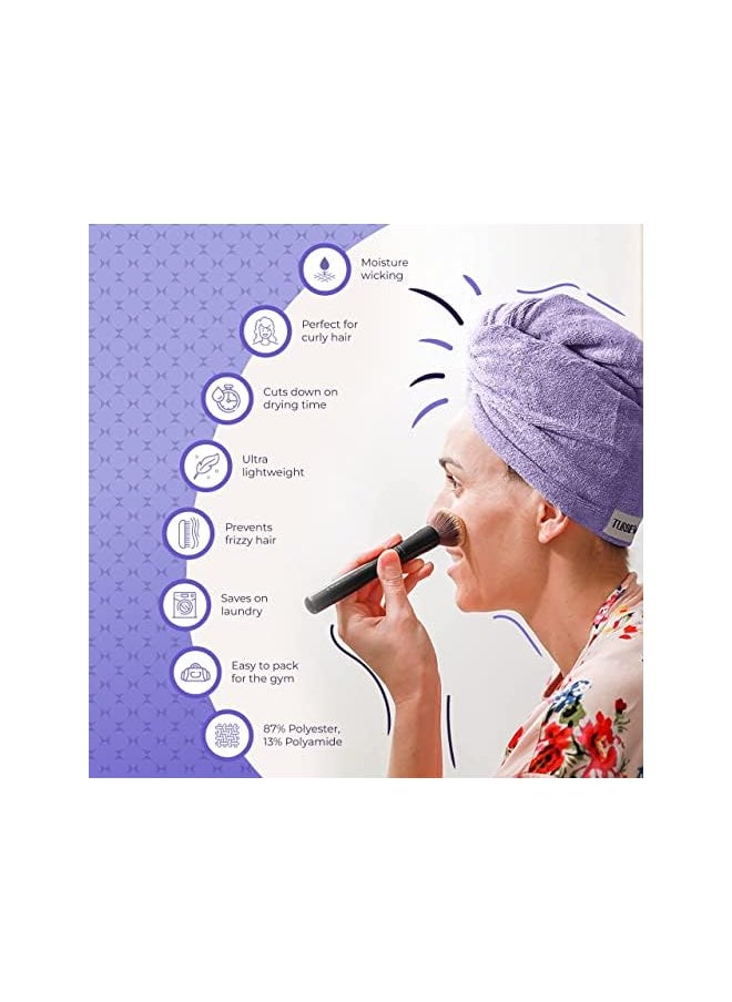 Turbie Twist - Twist Microfiber Hair Towel Wrap For Women And Men | 2 Pack | Bathroom Essential Accessories | Quick Dry Hair Turban For Drying Curly, Long & Thick Hair (Dark Purple, Light Purple) - Image 1
