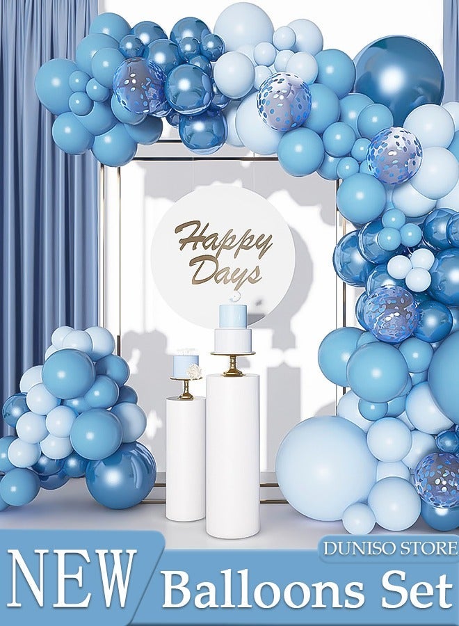 DUNISO Blue Balloons Garland Arch Kit 106 Pcs 5/10/12/18 Inch Blue Latex Balloons Set For Baby Shower Wedding Birthday Party Background Decorations School Opening Ceremony - Image 1