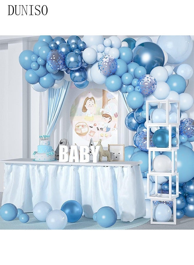 DUNISO Blue Balloons Garland Arch Kit 106 Pcs 5/10/12/18 Inch Blue Latex Balloons Set For Baby Shower Wedding Birthday Party Background Decorations School Opening Ceremony - Image 5