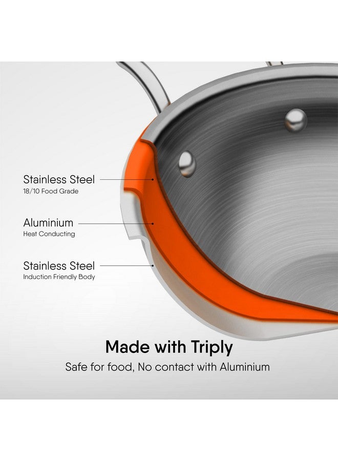 Stahl قدر ستيل أرتيزان ثلاثي الطبقات بقاع دائري مع غطاء، قدر عميق جداً، أواني طهي من الفولاذ المقاوم للصدأ ثلاثي الطبقات، 2.3 لتر، 22 سم - Image 4