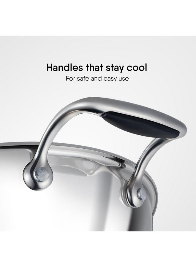 Stahl قدر ستيل أرتيزان ثلاثي الطبقات بقاع دائري مع غطاء، قدر عميق جداً، أواني طهي من الفولاذ المقاوم للصدأ ثلاثي الطبقات، 2.3 لتر، 22 سم - Image 2