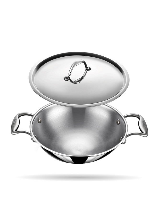 Stahl قدر ستيل أرتيزان ثلاثي الطبقات بقاع دائري مع غطاء، قدر عميق جداً، أواني طهي من الفولاذ المقاوم للصدأ ثلاثي الطبقات، 2.3 لتر، 22 سم - Image 1
