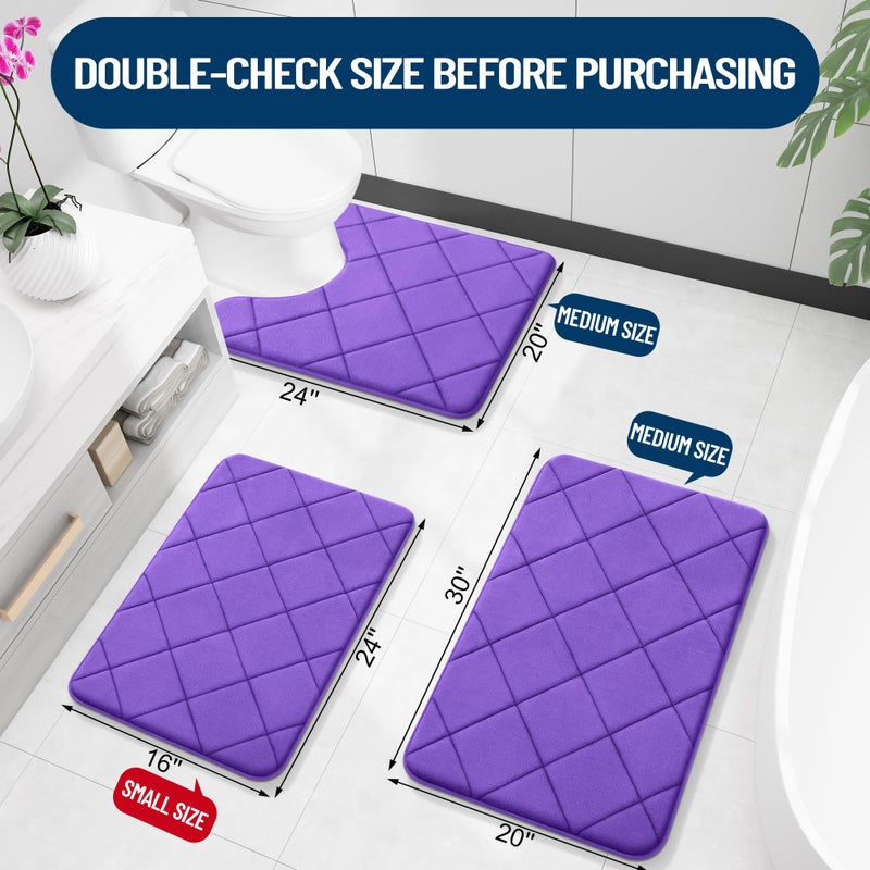 OLANLY Memory Foam Bath Mat 30x20  Ultra Soft and Absorbent Bathroom Mat  Machine Washable Bathroom Rugs  Comfortable  Thick Bath Rugs Carpet for Bathroom Floor  Tub and Shower  Purple - Image 1