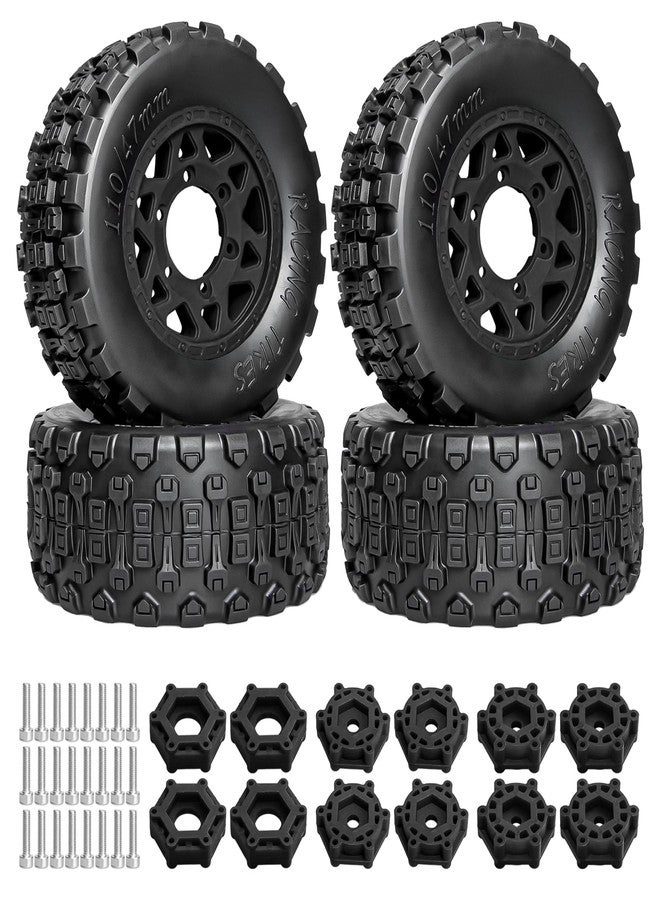 LRFHL 1/10 RC Short Course Truck Tires Pre-Glued RC Off-Road Short Truck with 12mm 14mm 17mm Hex for 1/8 1/10 Traxxas Slash 2WD Axial Losi Redcat Arrma Senton RC Off-Road Short Truck (4PCS) - Image 1