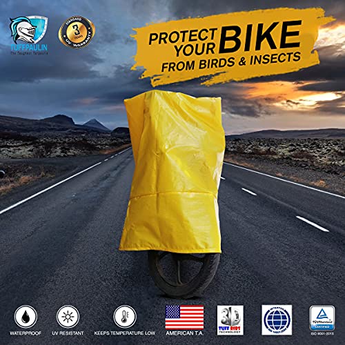TUFFPAULIN Bike Cover, Standard Size, Yellow, UV Protection & Water Resistant Dustproof Plastic Bike Body Cover for Two Wheeler, Scooter, Motor Cycle with Carry Bag-1 No. - Image 3