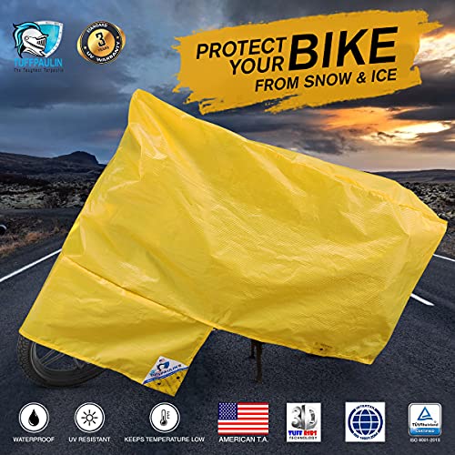 TUFFPAULIN Bike Cover, Standard Size, Yellow, UV Protection & Water Resistant Dustproof Plastic Bike Body Cover for Two Wheeler, Scooter, Motor Cycle with Carry Bag-1 No. - Image 4