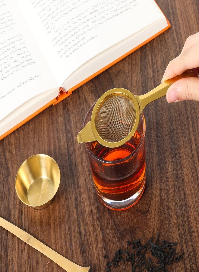 Exclaith 2.2" Mini Tea Sifter, 30 Fine Mesh Strainer Stainless Steel Small Sifters Loose Leaf Matcha Sifter with Handle and Base for Loose Tea Coffee Cocktail - Image 5