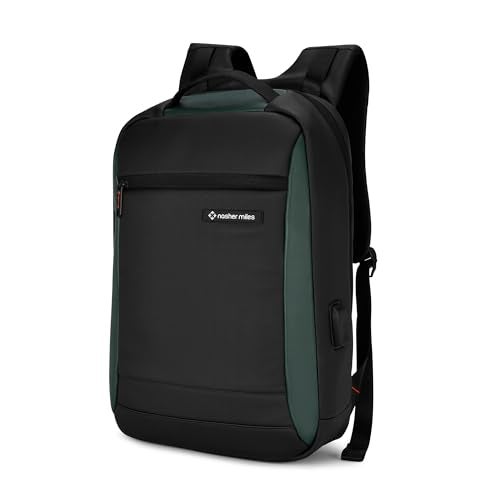 Nasher Miles Madison Passenger Workpack 22 Liters Water Resistant, Padded, Premium Reversed Polyester Black Olive Laptop Backpack | USB charging| Unisex | Ideal For Office (Black & Olive) - Image 1