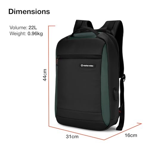 Nasher Miles Madison Passenger Workpack 22 Liters Water Resistant, Padded, Premium Reversed Polyester Black Olive Laptop Backpack | USB charging| Unisex | Ideal For Office (Black & Olive) - Image 5
