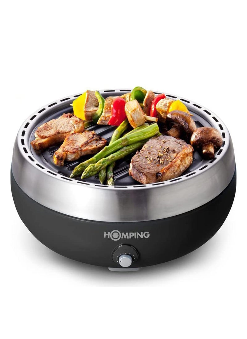 HOMPING - Smokeless Tabletop Non-stick Charcoal BBQ Grill, Multi Power Fan Controlled Air Flow, Revolutionary Barbecue - Image 1